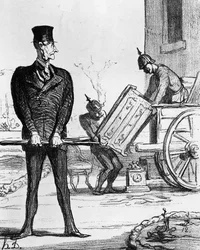 "A Nova Vitória da Carruagem", caricatura de "Le Charivari", 20 de fevereiro de 1871